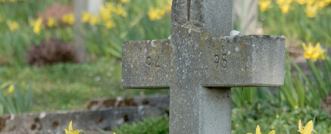 Grave cross made out of concrete.