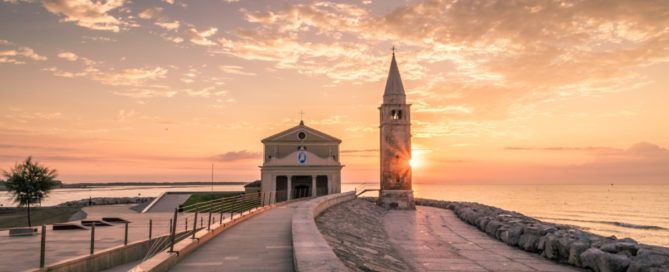 church at the end of a dock