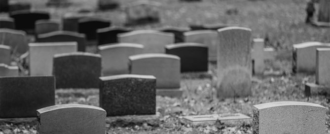 burial tombstones in graveyard