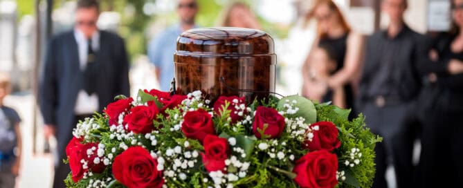 A family at a cremation funeral